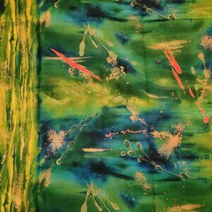 Lovely Green, Blue, Yellow & Orange Abstract Print Fabric 30" x 42" Wide